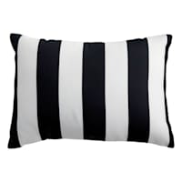 Black Awning Stripe Outdoor Lumbar Throw Pillow, 14x20