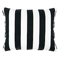 Providence Black Awning Striped Outdoor Corded Back Cushion