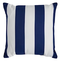 Providence Navy Blue Awning Striped Square Outdoor Throw Pillow, 16"