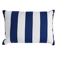 Navy Awning Stripe Lumbar Outdoor Throw Pillow, 14x20