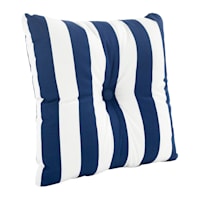 Providence Navy Blue Awning Striped Outdoor Tufted Back Cushion