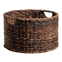 Round Woven Abaca Storage Basket, Medium