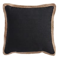 Black Jute Trim Outdoor Throw Pillow, 18"