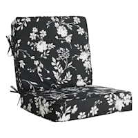 Providence 2-Piece Black & White Floral Outdoor Deep Seat Cushion
