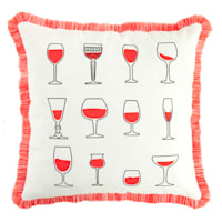 Rose Wine Glasses Square Outdoor Throw Pillow, 18"
