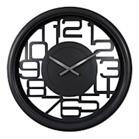 Black Cutout Round Wall Clock, 20"