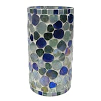 Ty Pennington Blue Pebble Mosaic Glass Vase, 8"