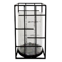 Found & Fable Black Square Metal Hurricane Candle Holder, 10"