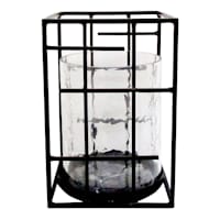 Found & Fable Black Metal Square Hurricane Candle Holder, 8"