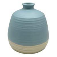 Found & Fable Blue & Tan Wide Bottle Ceramic Vase, 5.5"