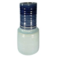 Ty Pennington Blue Reactive Glaze Ribbed Ceramic Vase, 13"