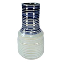 Blue Reactive Glaze Ceramic Vase, 9"