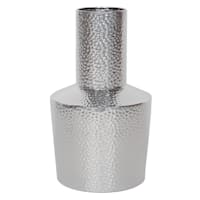 Ty Pennington Silver Hammered Metal Long Neck Vase, 12"