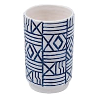 Tracey Boyd Blue Patterned Ceramic Vase, 5"