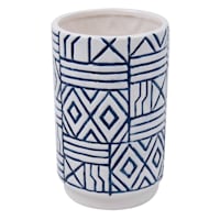 Tracey Boyd Blue Patterned Ceramic Vase, 7"