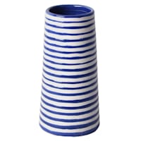 Tracey Boyd Blue & White Tapered Striped Ceramic Vase, 6"