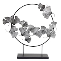 Found & Fable Silver Metal Gingko Leaf Figurine, 24"