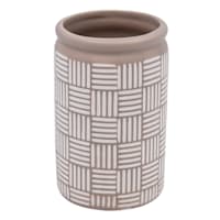 Found & Fable Tan & Ivory Print Ceramic Cylinder Vase, 5"