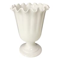 Willow Crossley White Pie Crust Edge Ceramic Vase, 13"