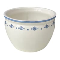 Willow Crossley White Ceramic Vase with Blue Printed Boarder, 6"