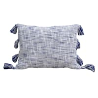 Tracey Boyd Blue Hatch Print Tassel Throw Pillow, 14x20