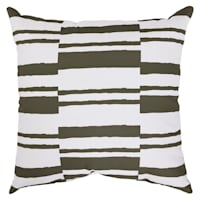 Honeybloom Avocado Broken Striped Square Outdoor Throw Pillow, 16"
