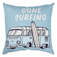 Ty Pennington Gone Surfing Canal Blue Square Outdoor Throw Pillow, 16"