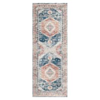 Cameron Rust & Blue Runner Rug, 2x5