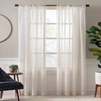 Natural Pinstriped Sheer Curtain Panel, 84"
