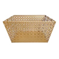 Geo Gold Metal Rectangle Storage Basket, Large