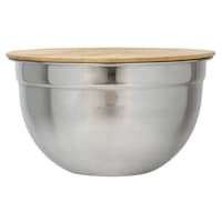 Silver Steel Mixing Bowl with Bamboo Lid, Small