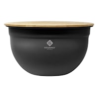 Black Steel Mixing Bowl with Bamboo Lid, Small