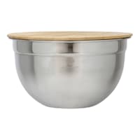 Silver Steel Mixing Bowl with Bamboo Lid, Medium