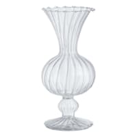 Willow Crossley Ruffled Edge Clear Glass Trumpet Vase, 8.2"
