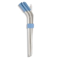8-Piece Stainless Straw Set, Light Blue