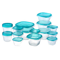 30-Piece Plastic Food Storage Container Set, Aqua