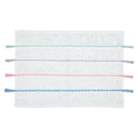 Tiny Dreamers White Pastel Cotton Fringe Bath Rug, 20x30
