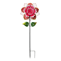 Red Metal Flower Yard Stake, 31.8"