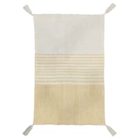 Yellow & Ivory Striped Tassel Accent Rug, 27x45
