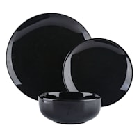 12-Piece Stoneware Dinnerware Set, Black