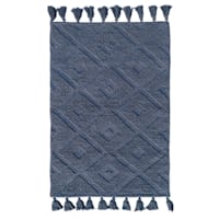 Navy Blue High-Low Diamond Handwoven Accent Rug, 27x45