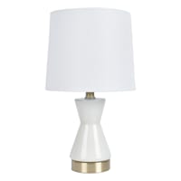 White Hourglass Mini Table Lamp with Shade, 15"
