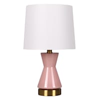 Light Pink Hourglass Mini Table Lamp with Shade, 15"