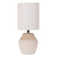 Cream & White Two-Toned Ceramic Mini Table Lamp with Shade, 12"