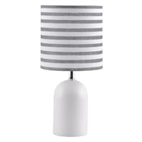 Tiny Dreamers Grey Ceramic Lamp with Striped Shade, 14"