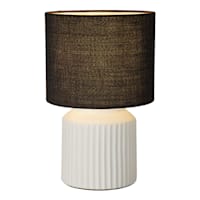 Crosby St. White Ceramic Small Table Lamp with Slub Shade, 16"