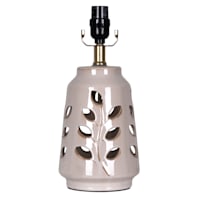 Honeybloom Beige Floral Cutout Ceramic Small Lamp Base, 13.5"
