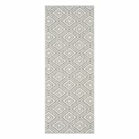 Tristen Grey & Cream Diamond Design Washable Runner, 2x5