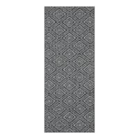 Tristen Charcoal Diamond Design Washable Runner, 2x5