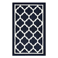 Julia Navy Quatrefoil Washable Tufted Accent Rug, 20x32